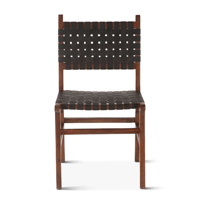 World Interiors Lisbon Matte Brown Black Leather Dining Chair WIF-ZWLISDCWL