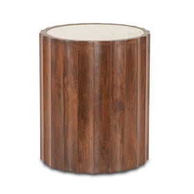 World Interiors Lisbon Brown White Marble Side Table