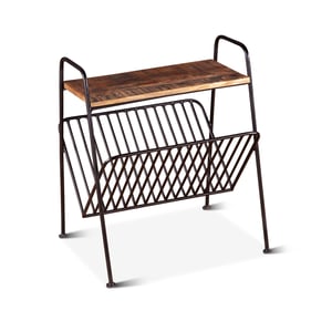 World Interiors Dakota Brown Teak Magazine Rack