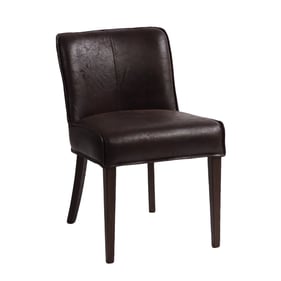 2 World Interiors Avery Dark Brown Black Leather Dining Chairs