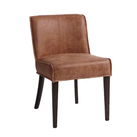 2 World Interiors Avery Matte Brown Tan Leather Dining Chairs