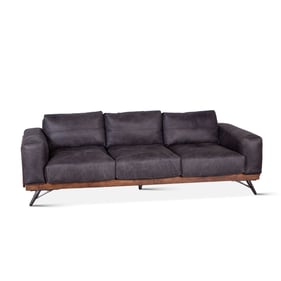 World Interiors Chiavari Antique Ebony Leather Sofa