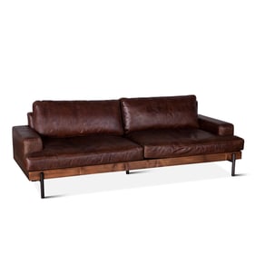 World Interiors Chiavari Geisha Brown Leather Sofa