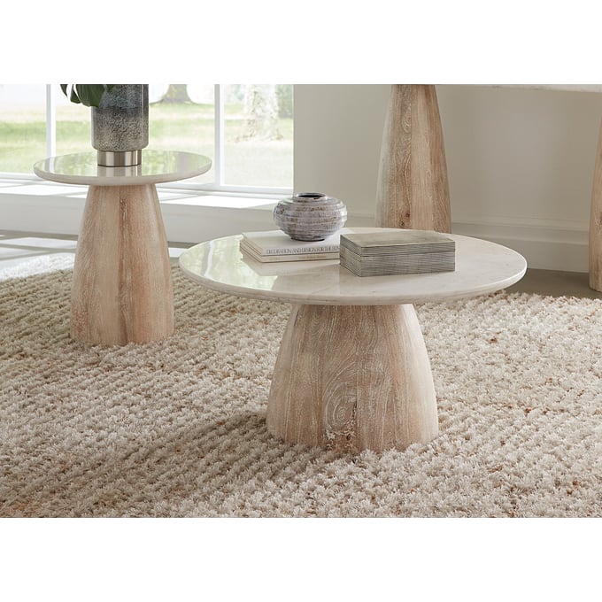 World Interiors Palm Desert White Marble 3pc Coffee Table WIF-ZWPDCT-OCT-S1