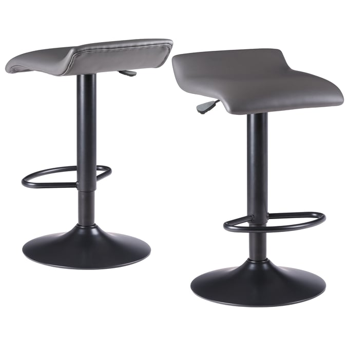 2 Winsome Tarah Black Slate Gray Swivel Stools WNS-16232