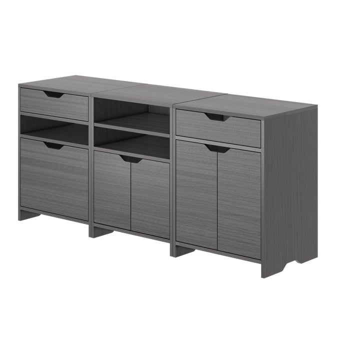 Winsome Wood Nova Charcoal 3pc Storage Cabinet WNS-16333