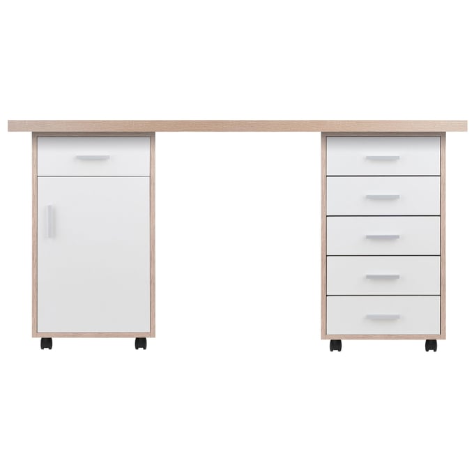 Winsome Kenner Reclaimed Wood White 3pc Office Door Desk WNS-18350