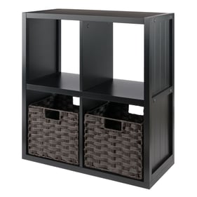 Winsome Timothy Black Chocolate 3pc Storage Shelf and Foldable Woven Basket...