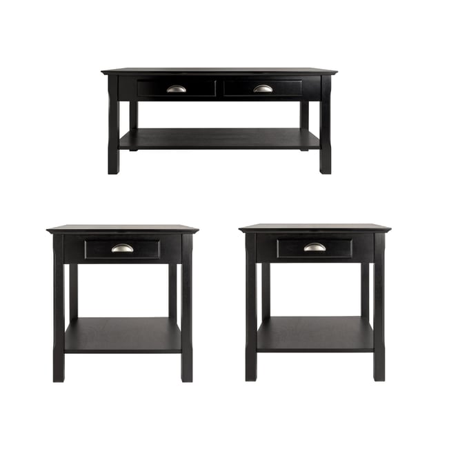 Winsome Timber Black Wood 3pc Coffee Table Set WNS-2023-OCT-S1