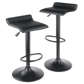 2 Winsome Obsidian Black Adjustable Swivel Stools