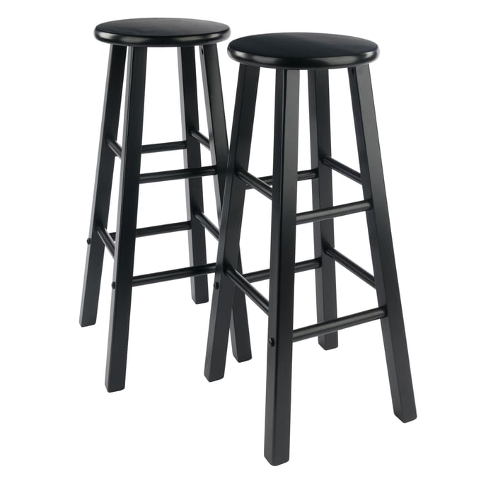 2 Winsome Element Black Solid Wood Bar Stools WNS-20270