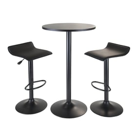 Winsome Obsidian Black Round 3pc Pub Table Set with Adjustable Swivel Stool...