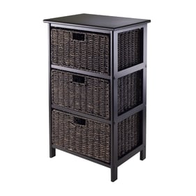 Winsome Omaha Black Chocolate Storage Rack with 3 Foldable Baskets