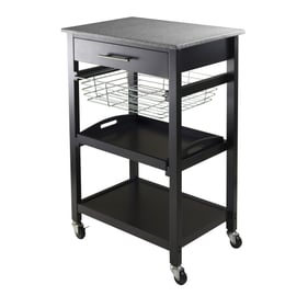 Winsome Julia Black Wood Utility Kitchen Cart