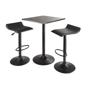 Winsome Obsidian Black Square 3pc Pub Table Set with Adjustable Swivel Stoo...