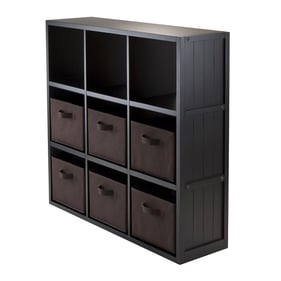 Winsome Timothy Black Chocolate 7pc Storage Shelf and Foldable Fabric Baske...