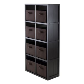 Winsome Timothy Black Chocolate 9pc Storage Shelf and Foldable Fabric Baske...