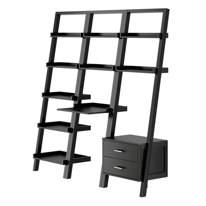 Winsome Wood Bellamy Black 3pc Leaning Shelves WNS-29335