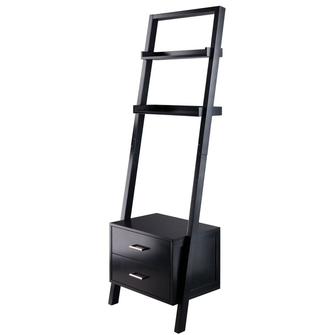 Winsome Bellamy Black 2 Drawers Leaning Shelf WNS-29522