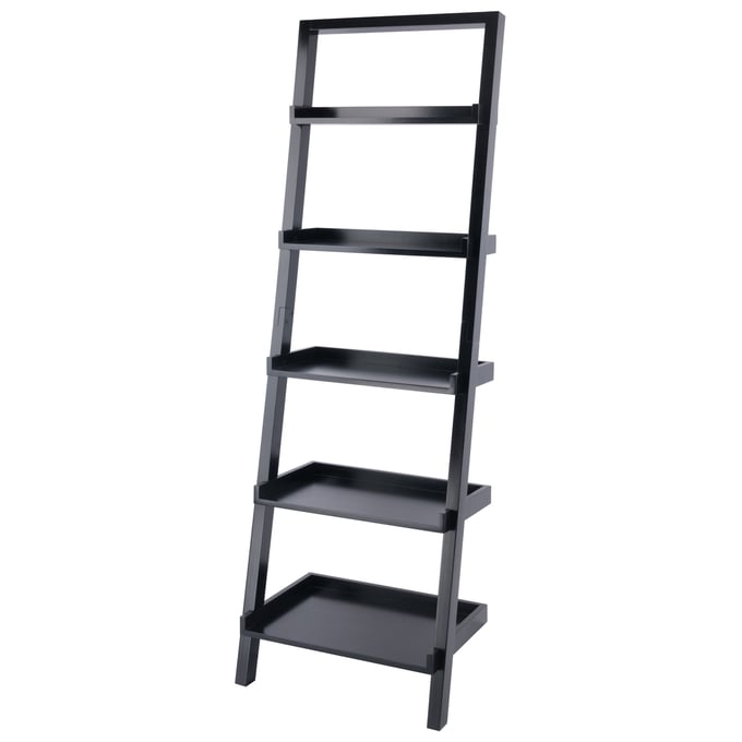 Winsome Bailey Black 5 Tier Leaning Shelf WNS-29525