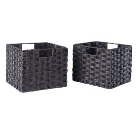 2 Winsome Melanie Chocolate Woven Foldable Fiber Baskets