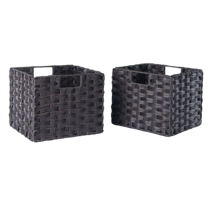 2 Winsome Melanie Chocolate Woven Foldable Fiber Baskets WNS-38209