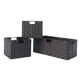 Winsome Melanie Chocolate Woven 3pc Foldable Fiber Basket