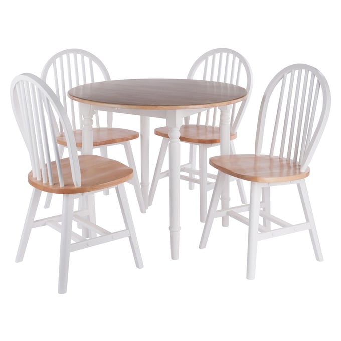 Winsome Sorella Natural White Wood Round 5pc Dining Room Set WNS-53537