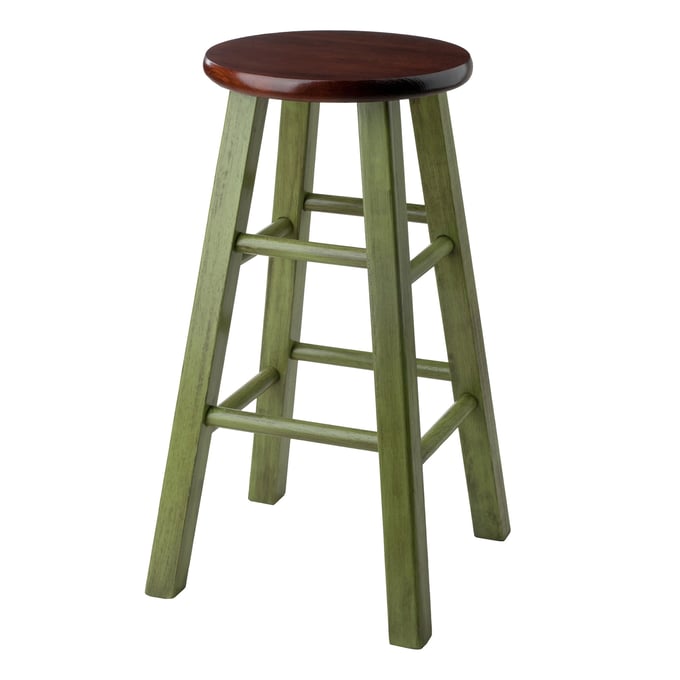 Winsome Ivy Green Walnut Wood Counter Height Stool WNS-64224