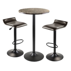 Winsome Cora Black Espresso 3pc Pub Table with Adjustable Swivel Stools