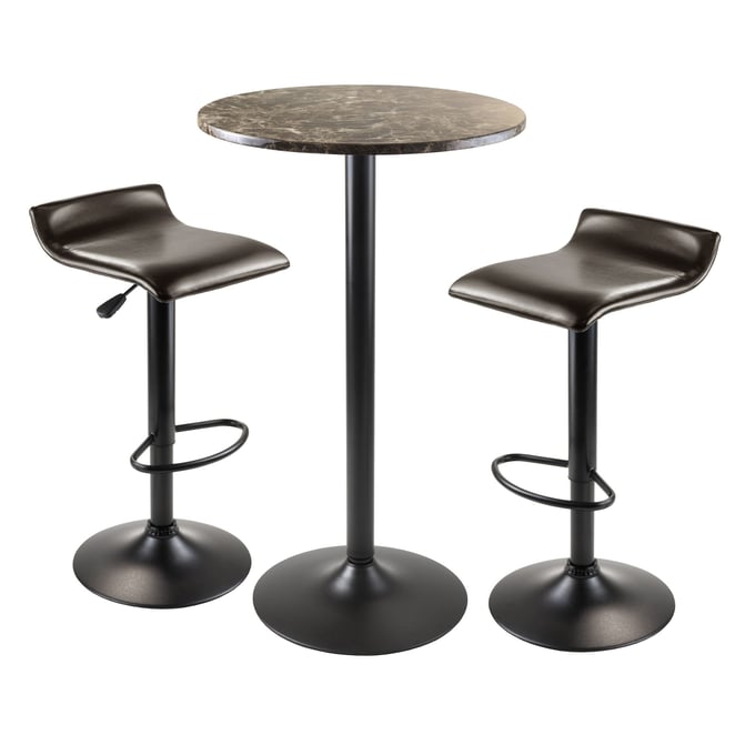 Winsome Cora Black Espresso 3pc Pub Table with Adjustable Swivel Stools WNS-76383