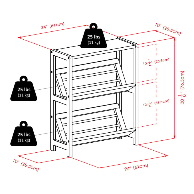 2pc Mercury Stackable Shoe Rack Set Natural - Winsome