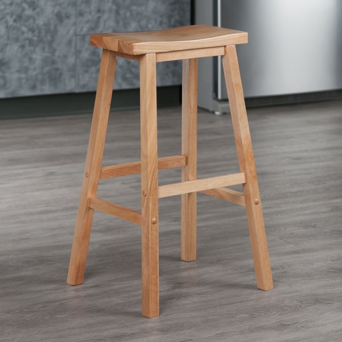 Winsome Satori Natural Wood Saddle Seat Bar Stool The Classy Home