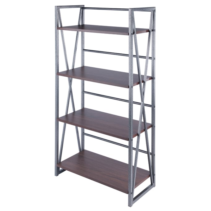 Winsome Isa Walnut Wood Graphite 4 Tier Shelf WNS-87431