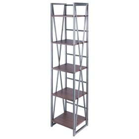 Winsome Isa Walnut Wood Graphite 5 Tier Shelf