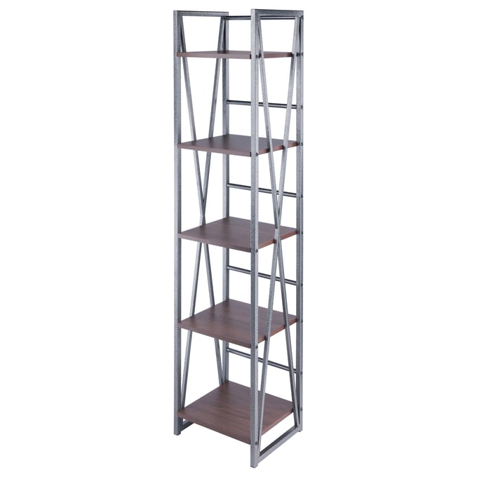 Winsome Isa Walnut Wood Graphite 5 Tier Shelf WNS-87518