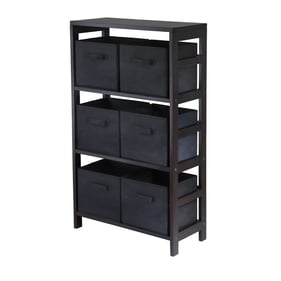 Winsome Capri Espresso Black Storage Shelf with 6 Foldable Baskets