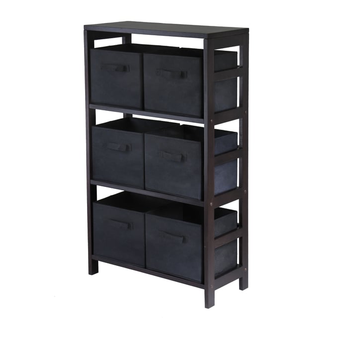 Winsome Capri Espresso Black Storage Shelf with 6 Foldable Baskets WNS-92251