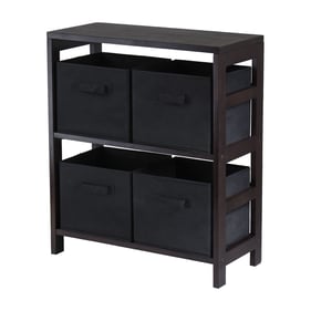 Winsome Capri Espresso Black Storage Shelf with 4 Foldable Baskets