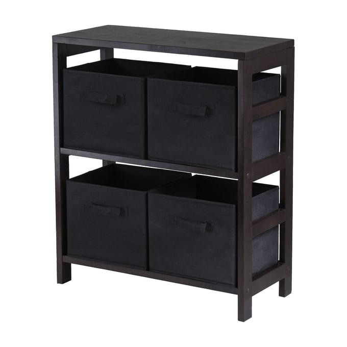 Winsome Capri Espresso Black Storage Shelf with 4 Foldable Baskets WNS-92261