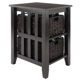 Winsome Morris Espresso Chocolate Accent Table with 2 Foldable Baskets