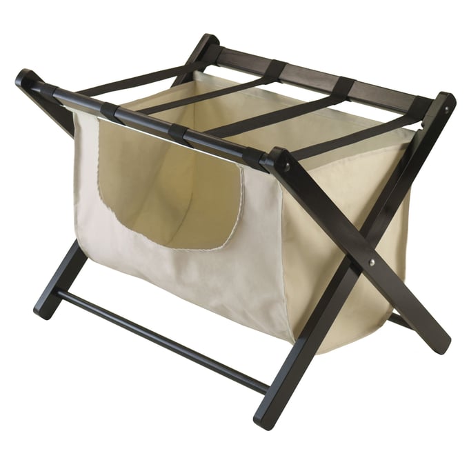 Winsome Dora Espresso Luggage Rack with Fabric Basket WNS-92535