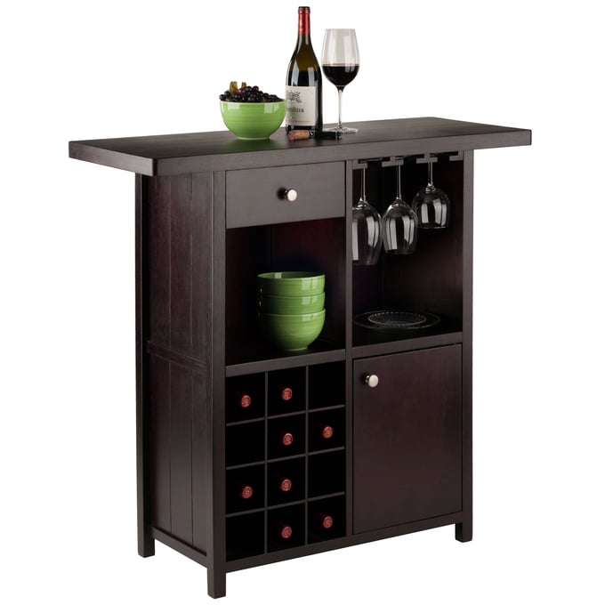 Winsome beynac bar discount cappuccino wine cabinet