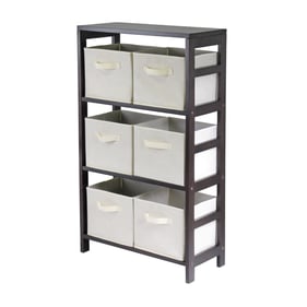 Winsome Capri Espresso Beige Storage Shelf with 6 Foldable Baskets