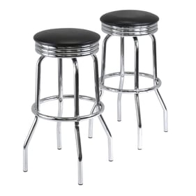 2 Winsome Summit Black Chrome Swivel Stools