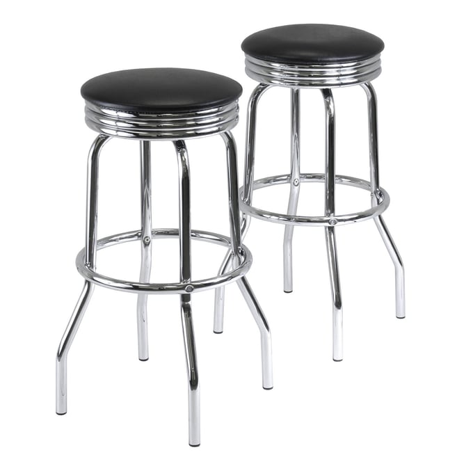 2 Winsome Summit Black Chrome Swivel Stools WNS-93028