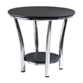 Maya Round End Table, Black and Metal