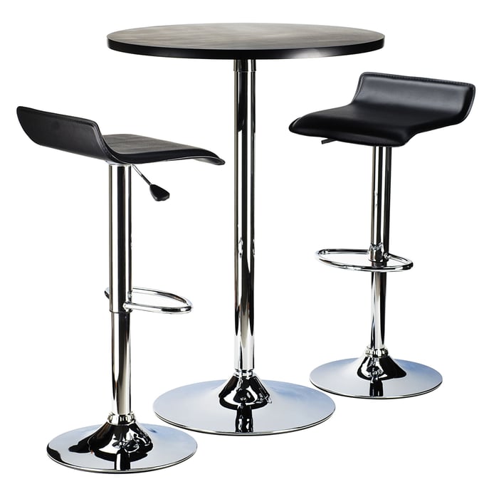 Winsome Spectrum Black Chrome 3pc Pub Table Set WNS-93324