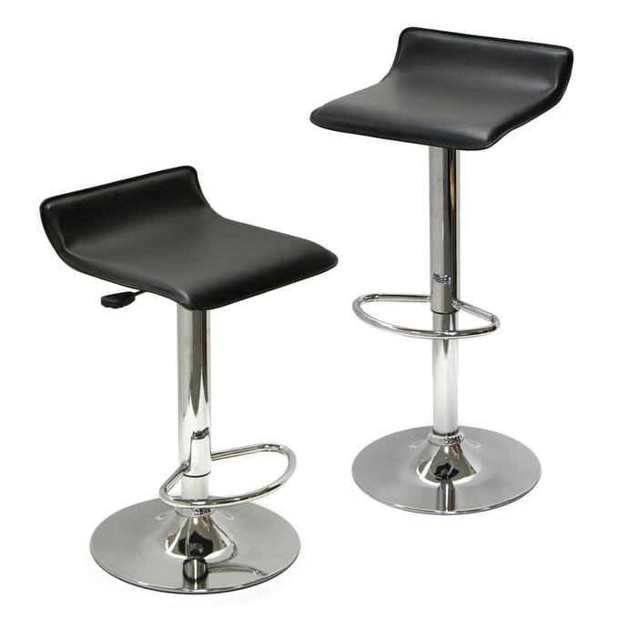 2 Winsome Spectrum Black Chrome Adjustable Swivel Stools WNS-93329