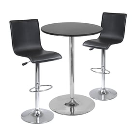 Winsome Spectrum Black Chrome 3pc Pub Table Set with High Back Swivel Stool...